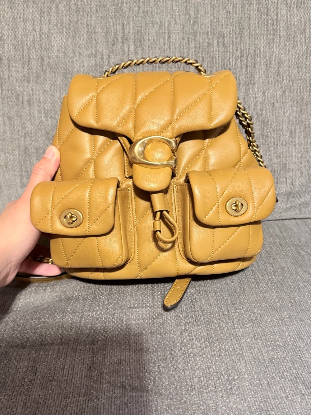 Coach tabby quilted backpack in “honey brown”